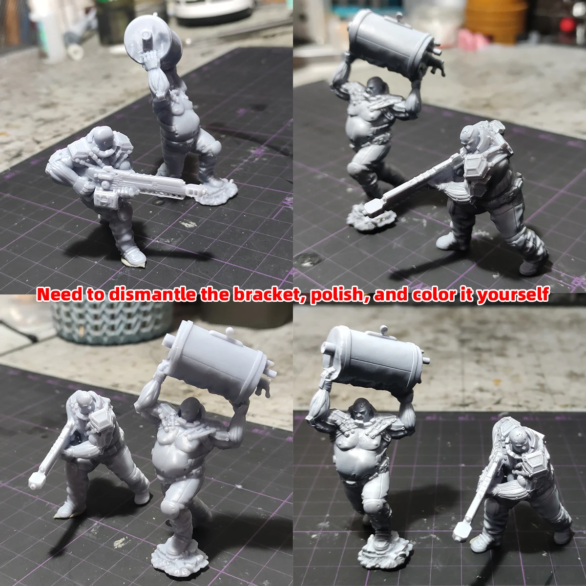 1/35 1/48 1/60 1/72 1/100 1/144 Modellbausatz 3D Harz Miniatur-Soldatenfiguren Diorama Unbemalt Cyberpunk Cyborg Squad DIY – Detail 4