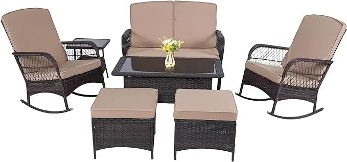 

Patio Furniture Set Outdoor Rattan Chair Wicker Sofa Garden Conversation Bistro Sets w/Loveseat for Yard,Pool or Backyard