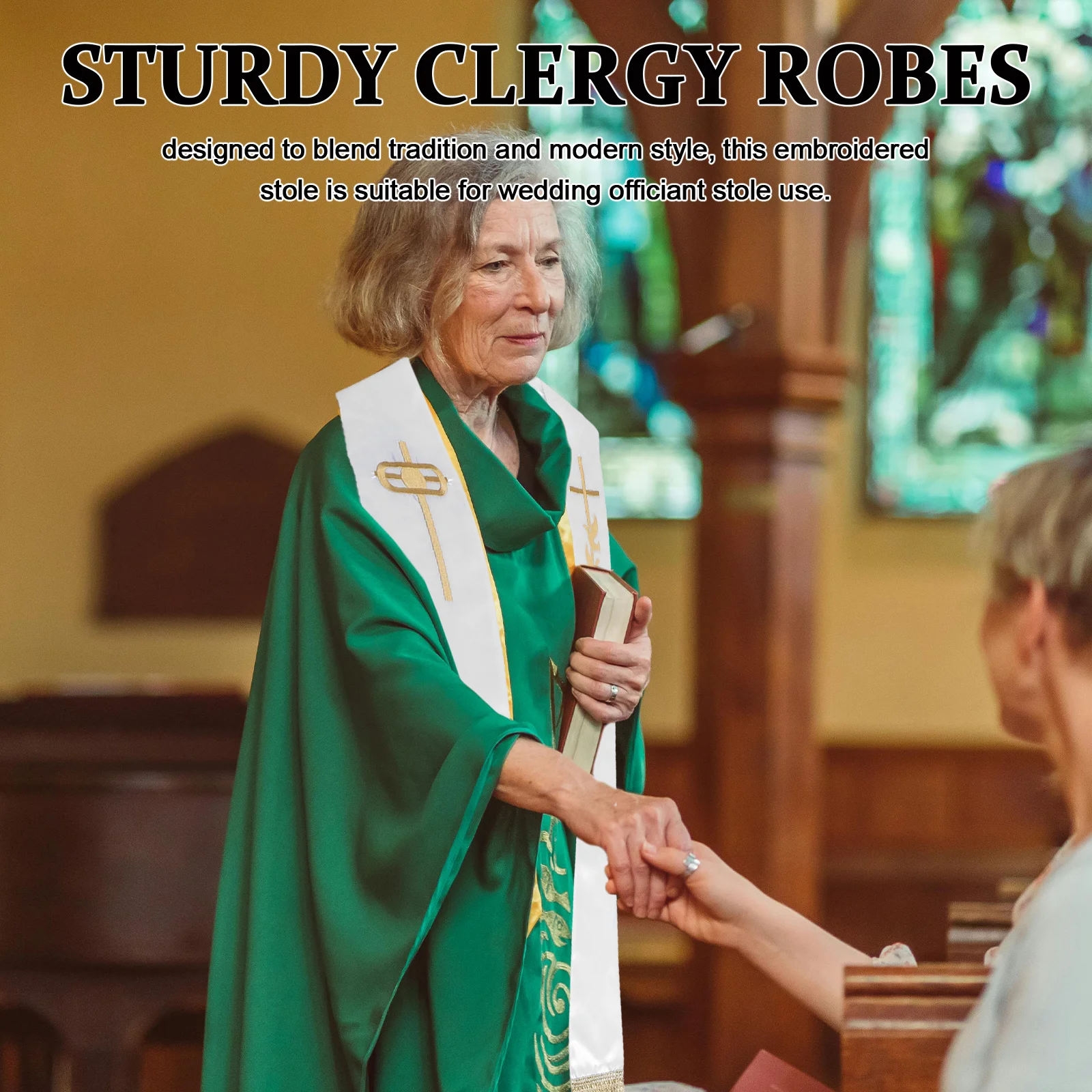 Étoles de clergé pour hommes, accessoires d'officier de mariage, motif de colombe croisée brodé, Robe de pasteur réversible, vêtements de cérémonie d'église