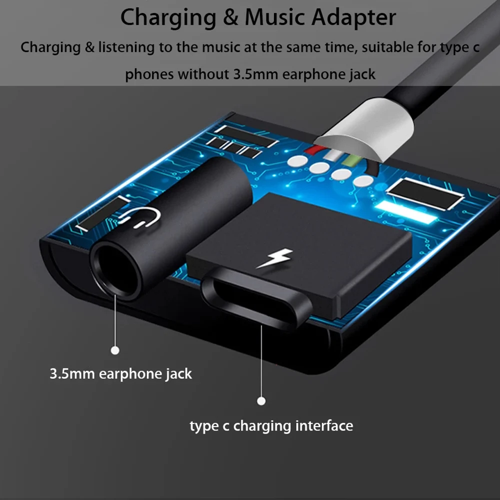 3.5mm Earphone Jack Audio Cable USB C Adapter Earphone Adapter Type-C Audio Splitter Type C To 3.5 mm