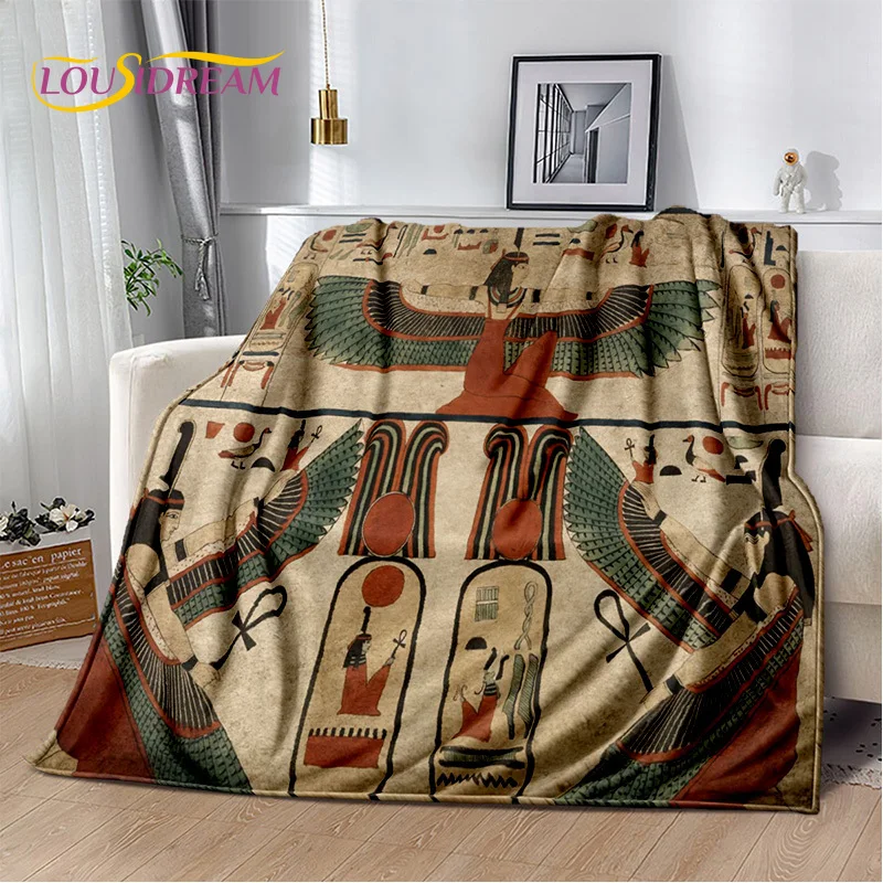 3D Ideographic Sign Symbols Ancient Egyptian Mythological Blanket,Soft Throw Blanket for Home Bedroom Bed Sofa Cover Blanket Kid