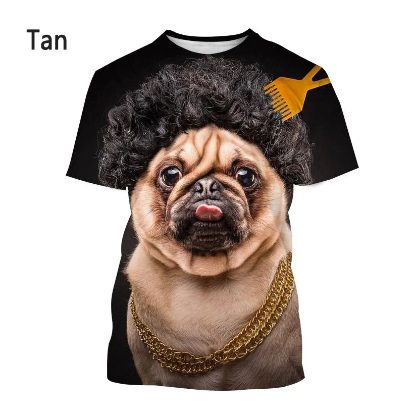 New Fashion Pug Dog 3D-Printed T-shirt Men\'s and Women\'s Summer Casual Short Sleeve Dog Shirt Top