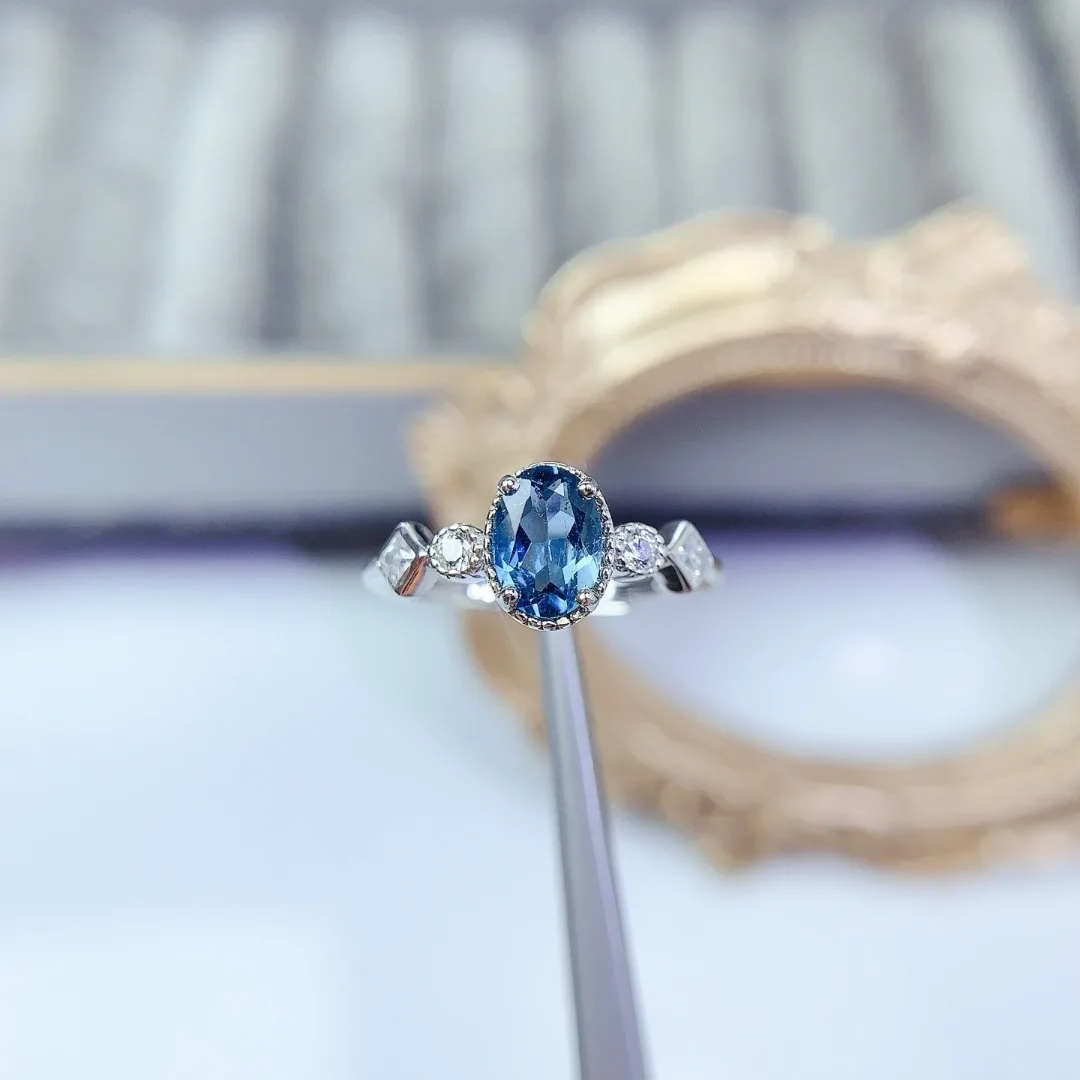 Stunning S925 Sterling Silver Topaz Ring Gemstone Chic Fashionable Gift for Women To Enhance Their Graceful Aura
