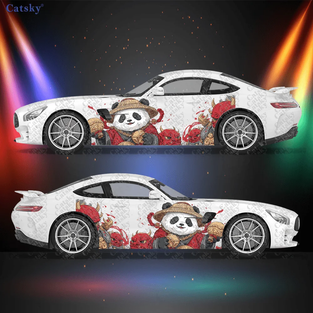 

2pcs National Trend Panda Car Side Wraps, Self-Adhesive PVC Waterproof & Scratch-Resistant Stickers, Car Accessory Gift