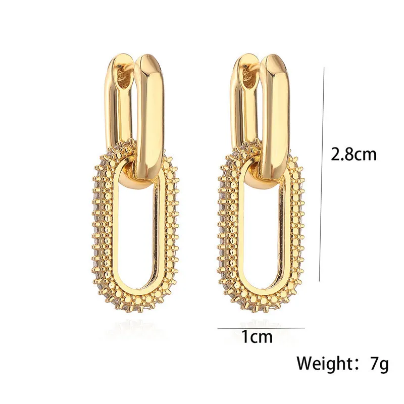 Retro Double Loop Design Drop Earrings Gold Silver Color Geometric Round Earrings for Women Girls Punk Hip Hop Fashion Jewelry G