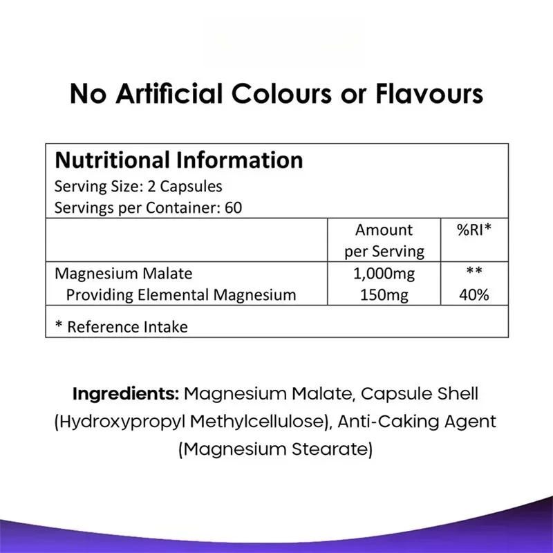 Magnesium Malate 1000mg - Bone Health and Energy Production, and Promotes Electrolyte Balance, Helps Maintain Muscle Function