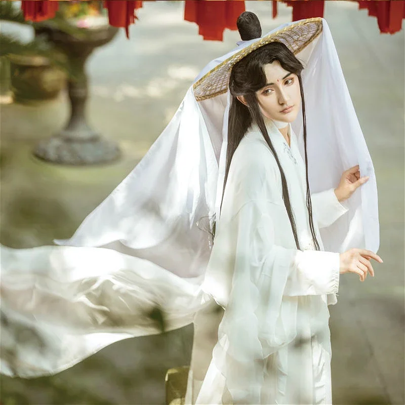 

Tian Guan Ci Fu Cosplay Xie Lian Cosplay Xielian Cos Costume Set Bamboo Hat Prop Chinese Hanfu Dress Anime Outfit Women Men