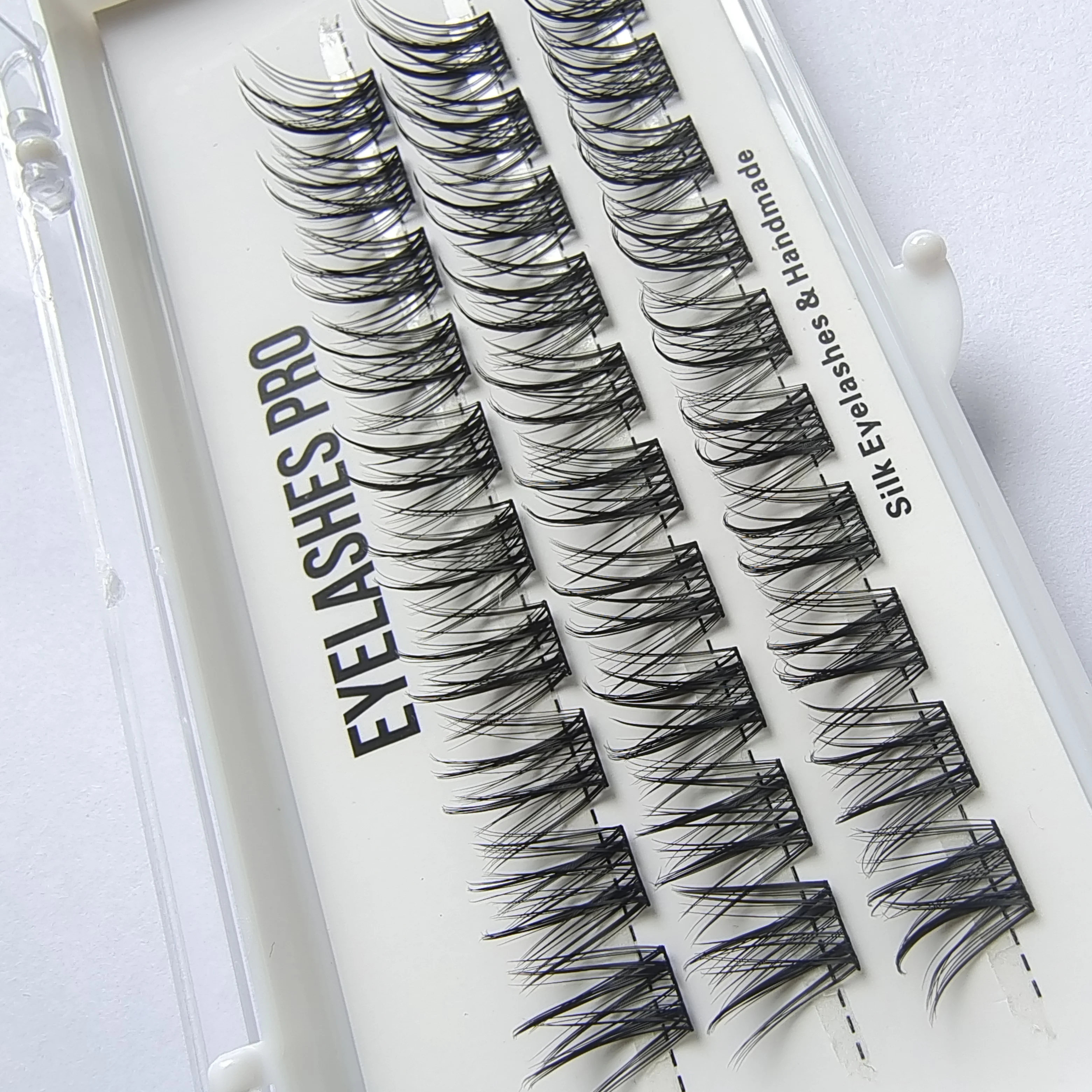 F004 DIY Hand Made Eyelash Extension Segmented Flase Lashes Dramatic Lash Bundles Soft Ribbon Strip Eyelashes Makeup Lashes