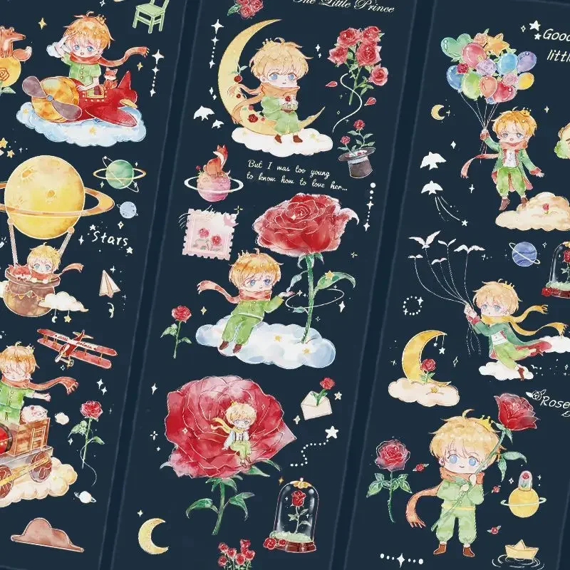 The Little Prince Star Dream 3D Retro Romantic Rose Notebook Phone Case Computer Guitar Children's Toy Sticker Wholesale