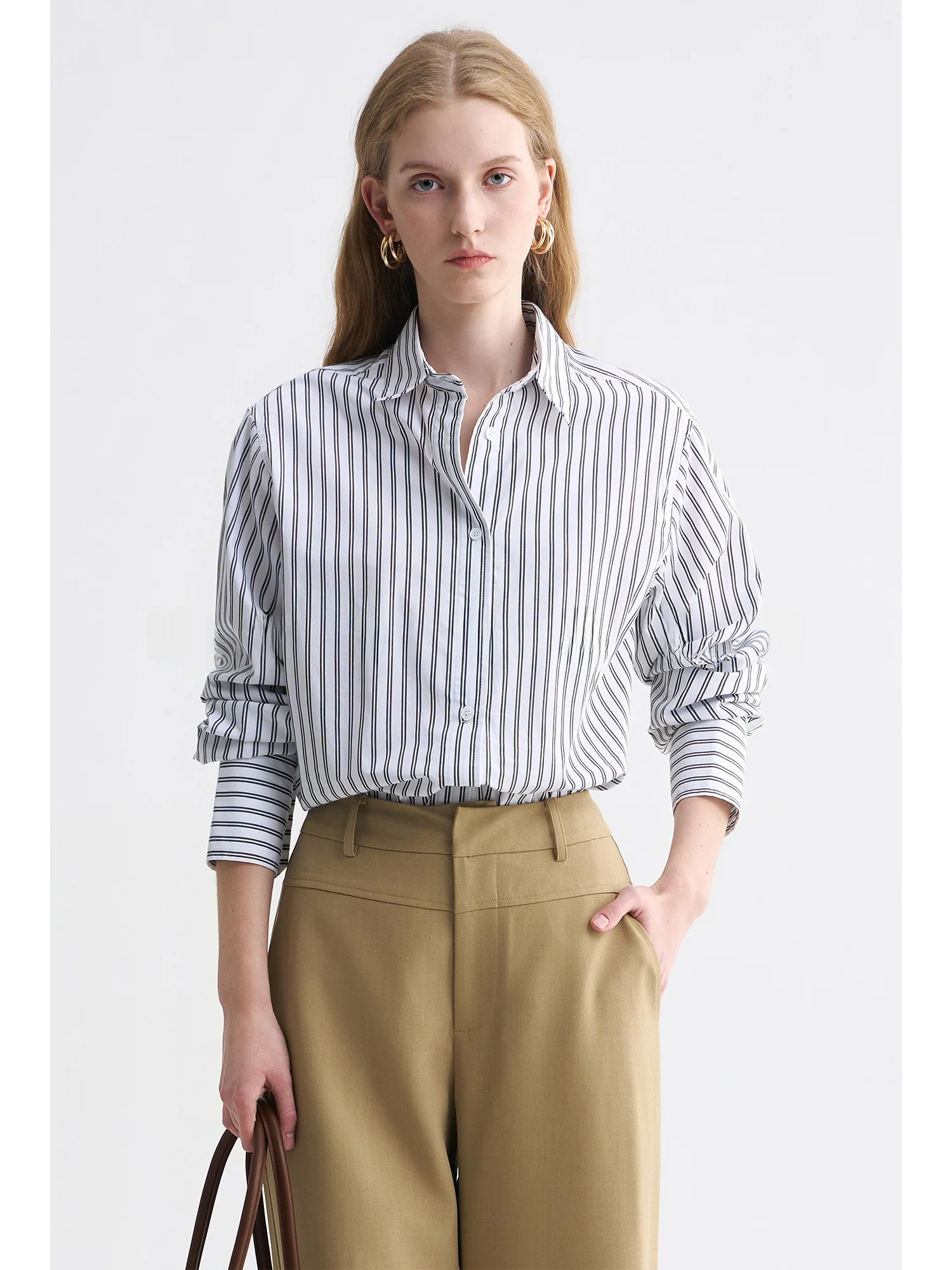 

Женская рубашка USEEN из чистого хлопка в полоску, с длинным рукавом, свободного кроя, повседневная, для работы, модная, классический дизайн, вне времени, вне временипроступов.