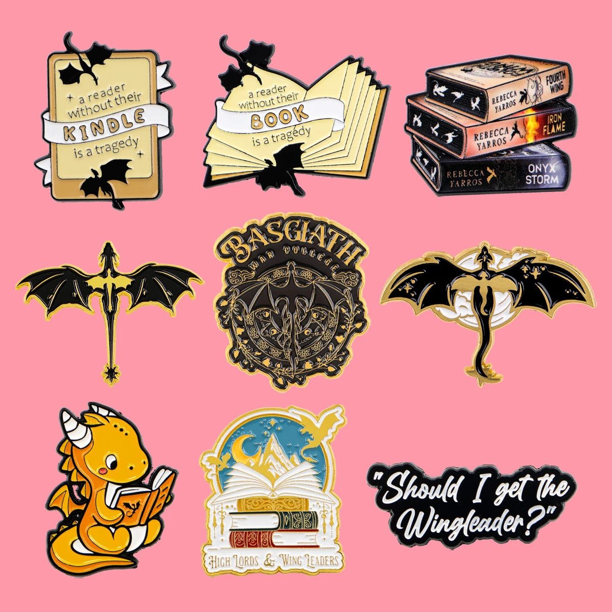 Fantasy Fourth Wing Enamel Pins Cartoon Anime Brooch Lapel Pin Badge on Backpack Clothing Accessories Fashion Jewelry Fans Gifts