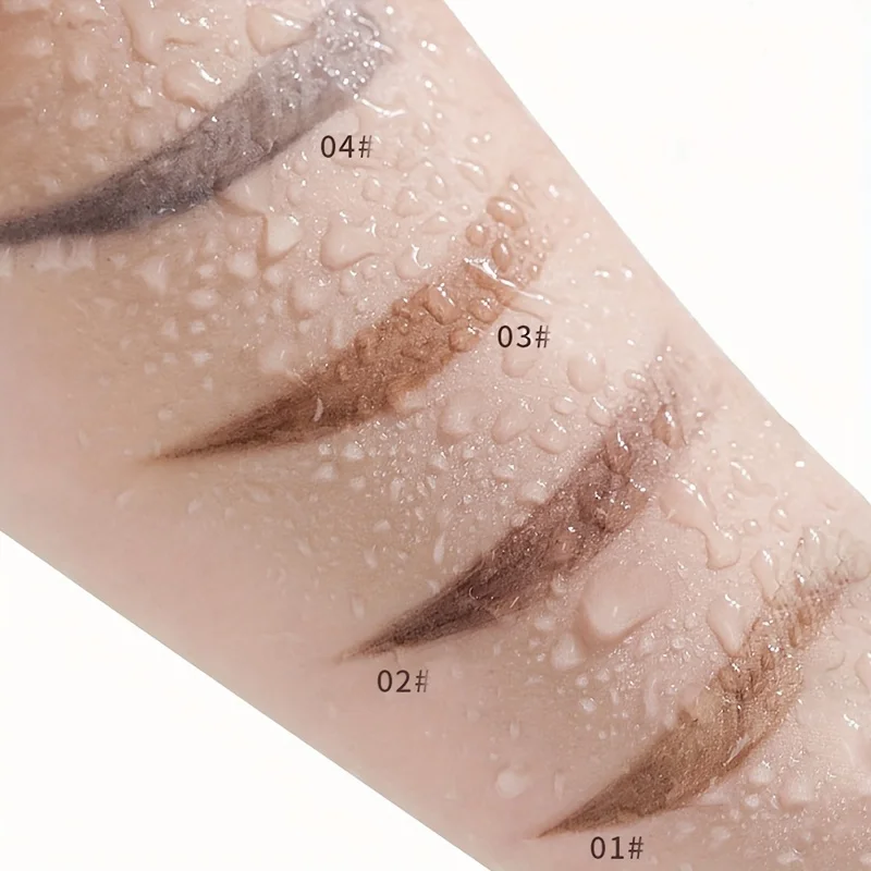 ปากกาเขียนคิ้วแปรง 4 สีสามเหลี่ยมหัวคู่กันน้ําและกันเหงื่อปากกาเขียนคิ้วพร้อมแปรง ง่ายต่อการใช้คิ้วสีน้ําตาลทําให้