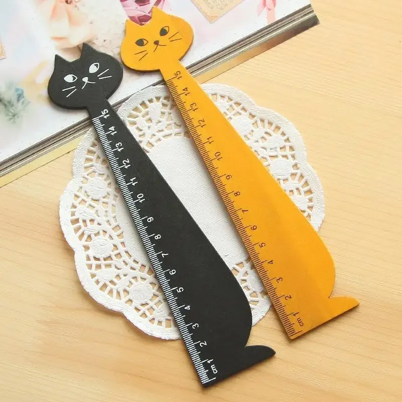 2PCS Cartoon Style Wooden Modeling Stationery Ruler