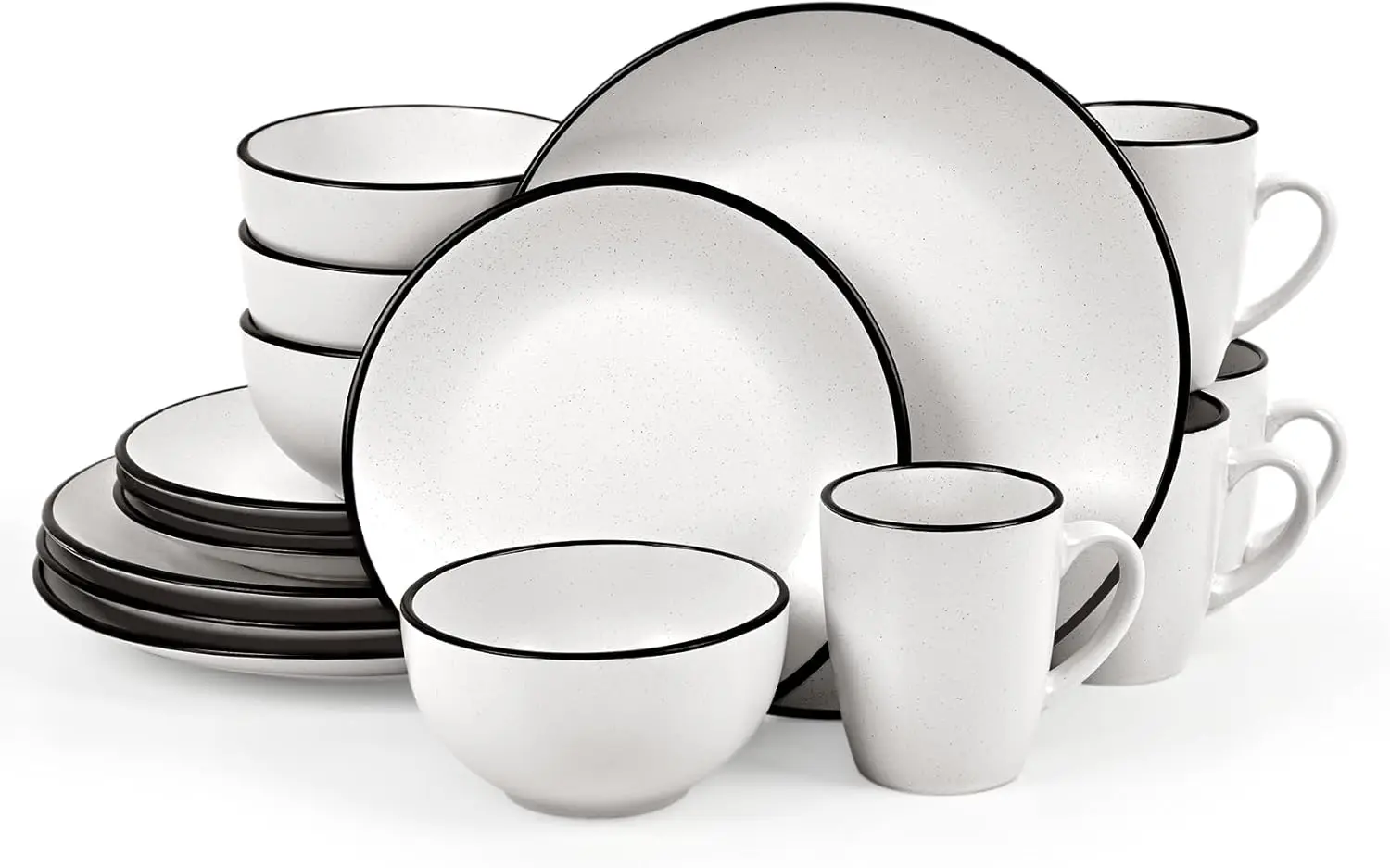

16 Pieces Stoneware Dinnerware Set, Speckled Ceramic Plates and Bowls Mugs Sets Service for 4, Ceramic Dishes Set, Micro