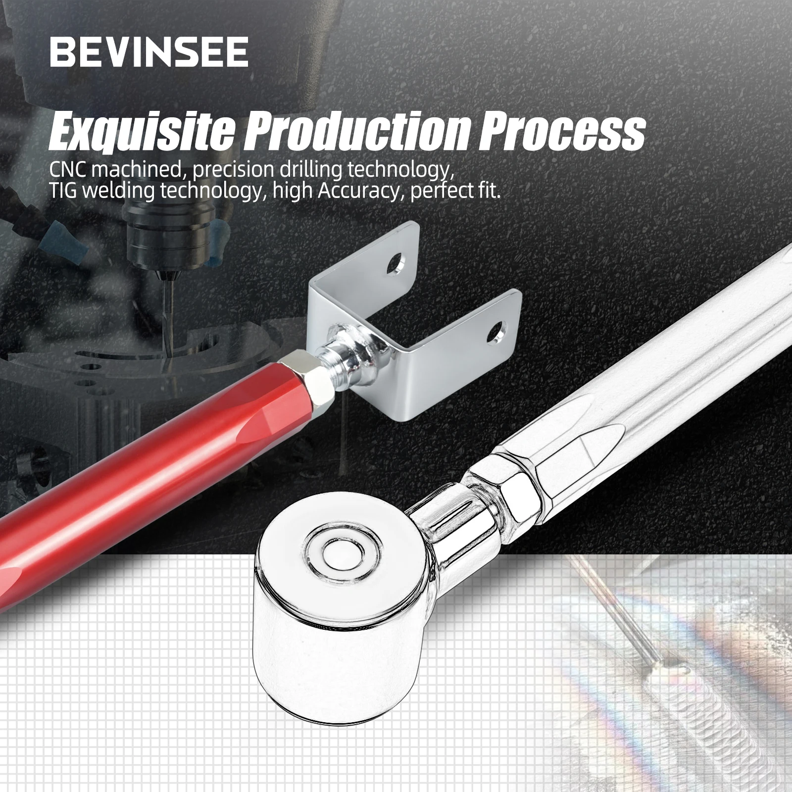 BEVINSEE +/- 2° Adjustable Rear Lower Camber Control Arms for BMW E36 E46 325i 328i 330i