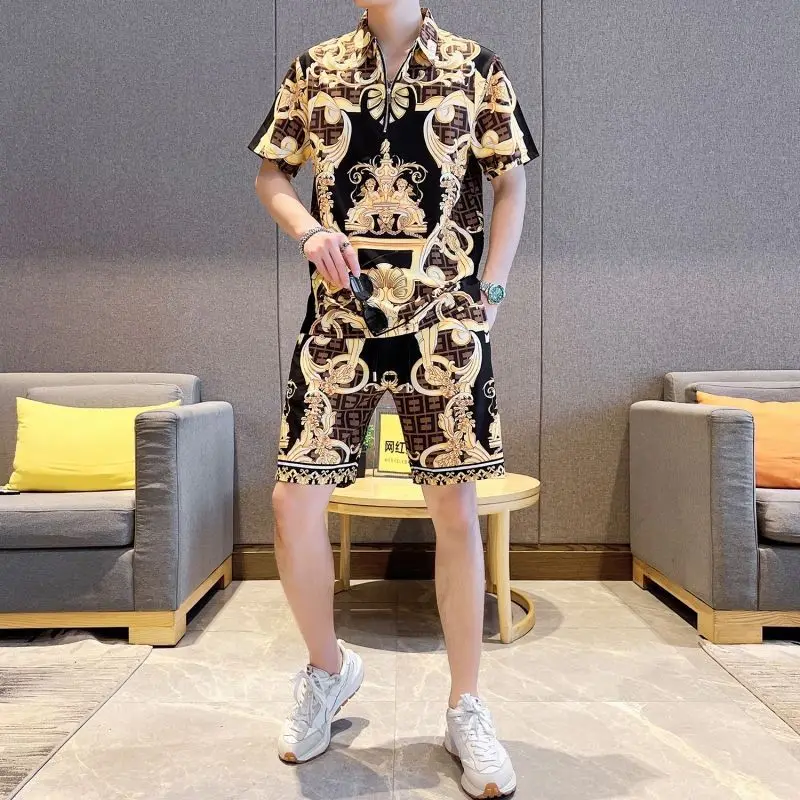 Summer Casual Short Sleeve Shorts Men\'s Clothing Fashion High Quality 3D Printed Sportswear Men\'s Business 2 Piece Set