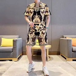 Summer Casual Short Sleeve Shorts Men's Clothing Fashion High Quality 3D Printed Sportswear Men's Business 2 Piece Set