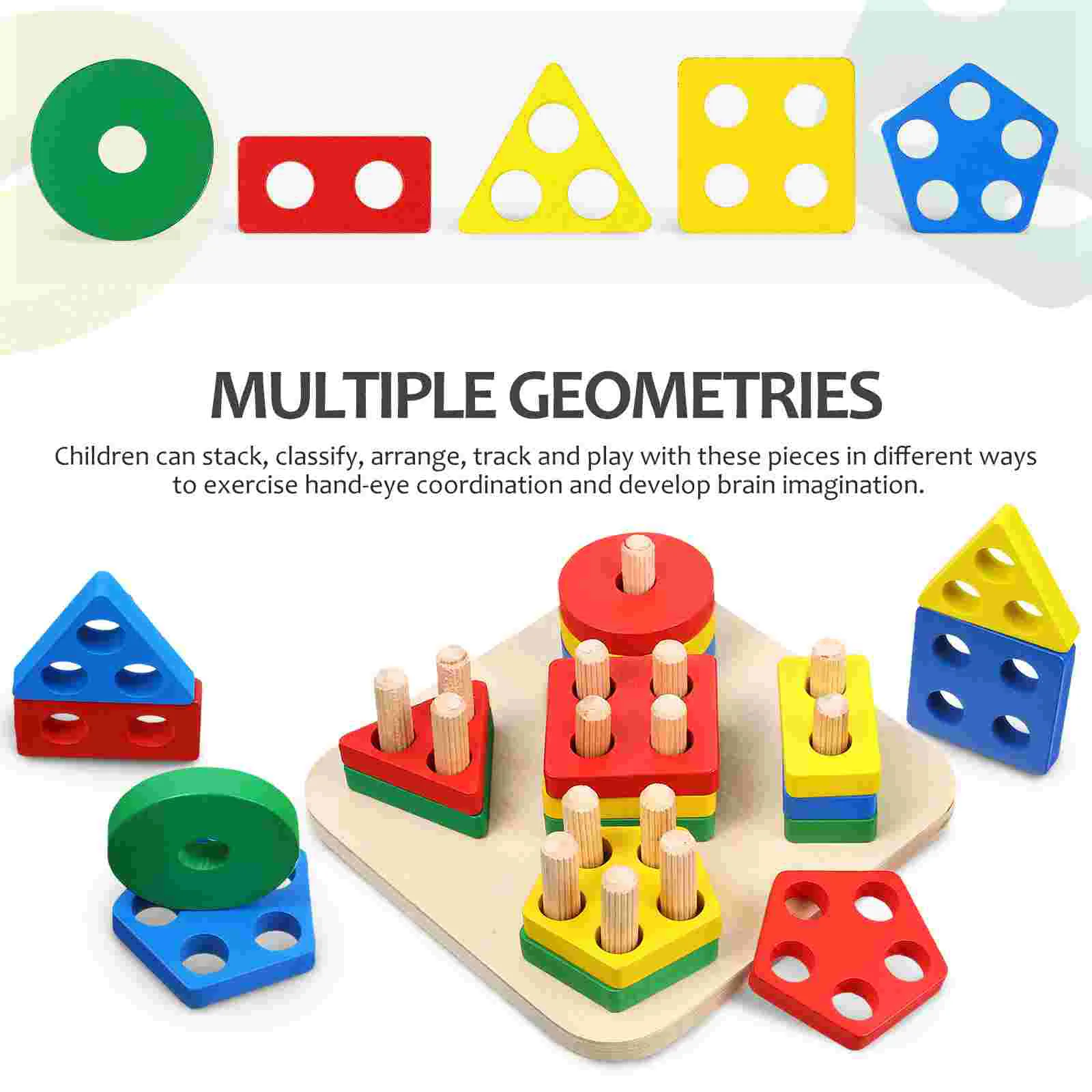 Blokken Geometrisch Houten Sorteren Stapelspeelgoed Kinderpuzzels voor peuters Houten speelgoed Educatief