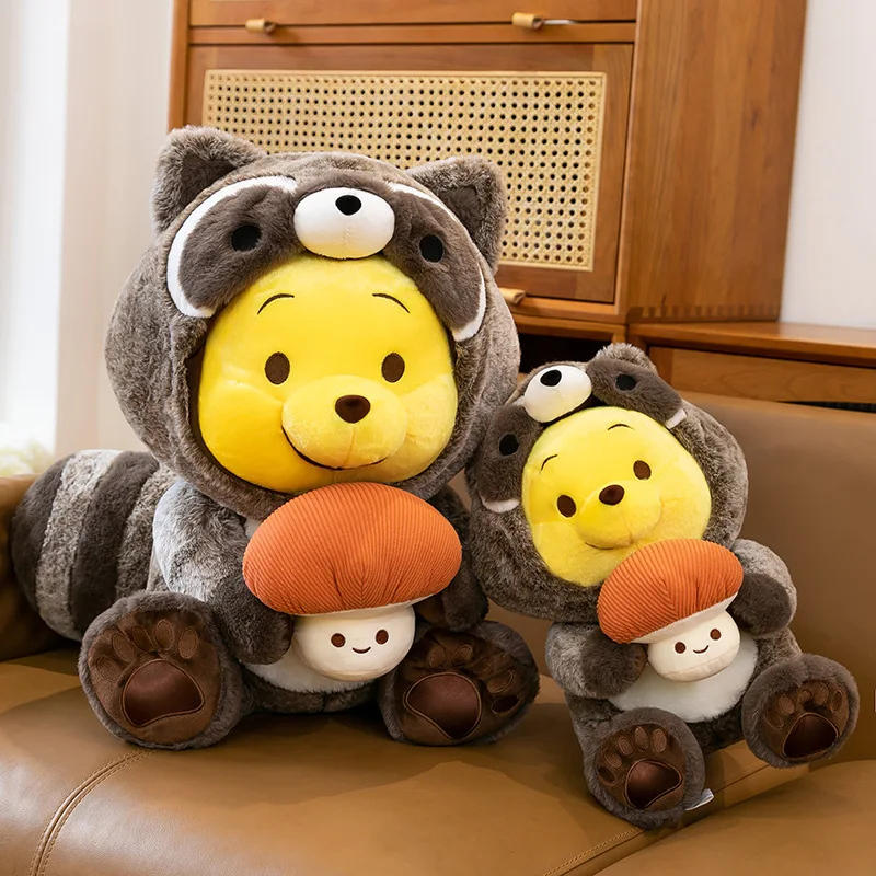 

28/37 см Зимняя какашка-пух Медведь Одевание Винни-Пух Енот Кукла Большой хвост Кукла Милая плюшевая игрушка для сна на кровати Успокаивающий Buwa