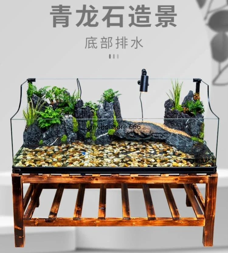 Household ecological aquarium Qinglongshi ecological landscaping glass amphibious tank