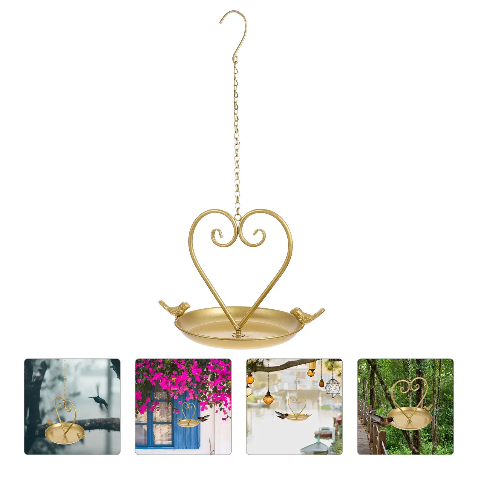 

Креативная подвесная кормушка для птиц в форме сердца, компактный уличный контейнер для еды, подвесное украшение для сада