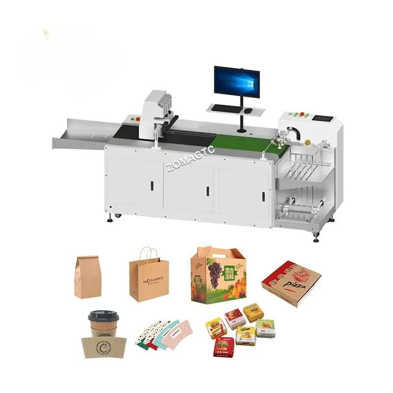 CYMK One Pass Inkjet Printer Paper Cup Fan Sheet Cardboard Box Flatbed Single Pass Paper Bag Digital Printing Machine