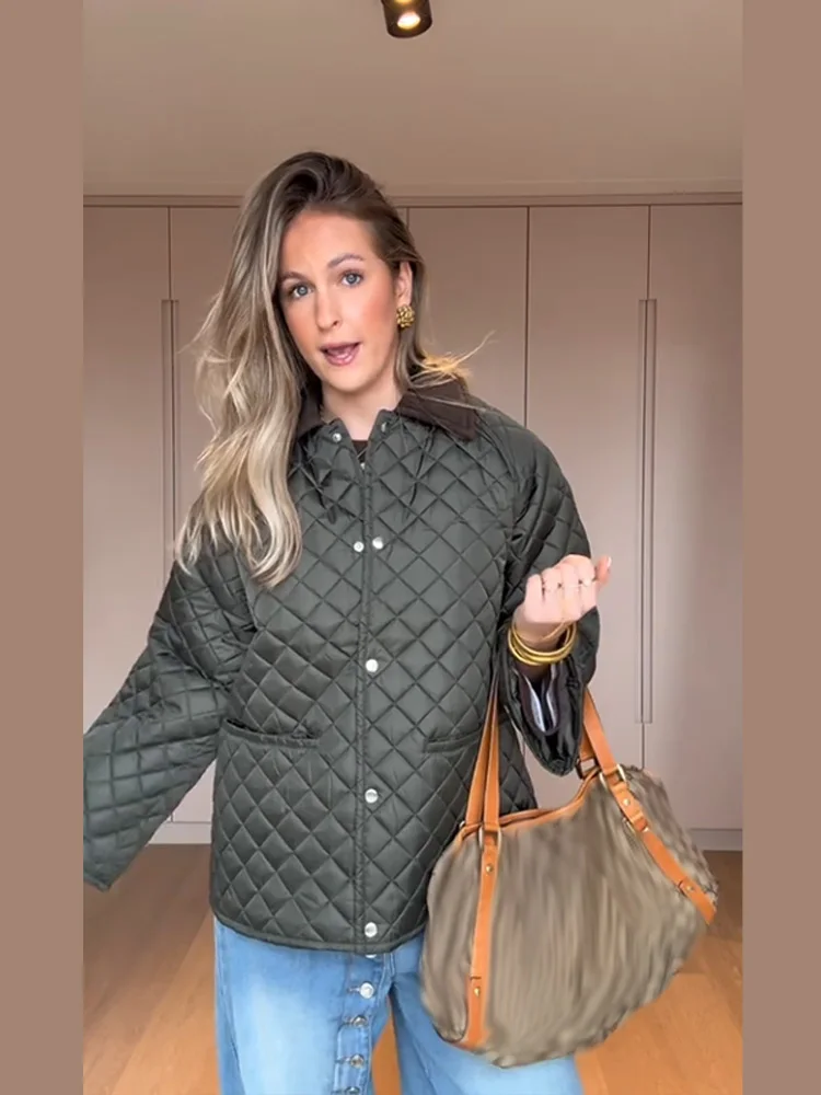 

Повседневное клетчатое пальто с хлопковой подкладкой, женское однобортное пальто с длинными рукавами и лацканами, женское пальто с карманами, осень-зима 202, женская верхняя одежда