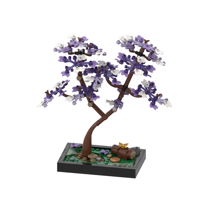 259PCS Moc City Street View Blossomed Jacaranda Tree: Diorama Building Block Model DIY Creative Ideas Child Toys Christmas Gift