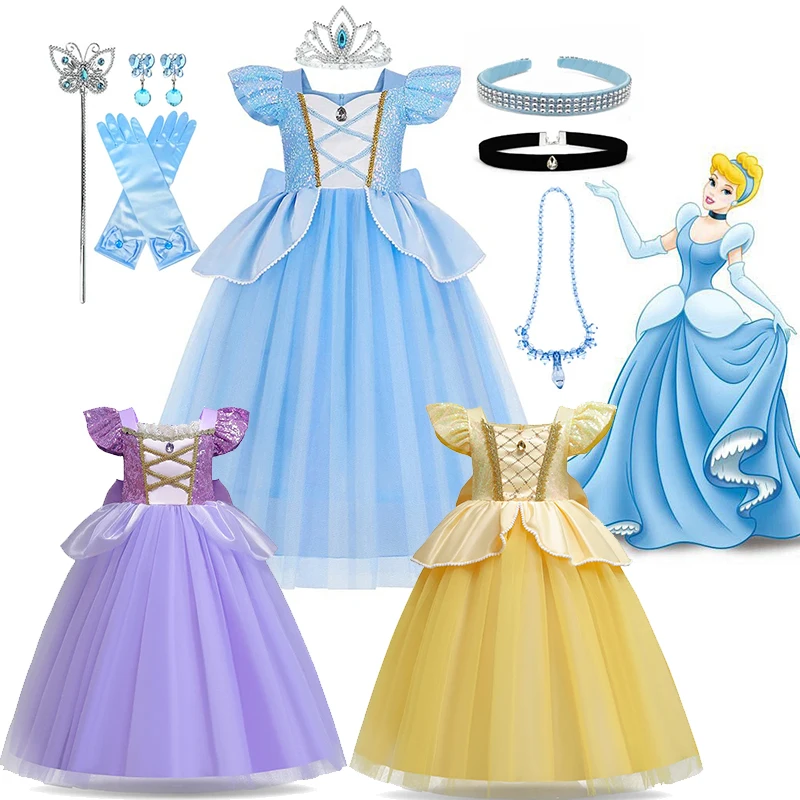 

Disney Deluxe Elegant Cinderella Princess Ball Gown Fancy Birthday Cinderella Party Dress Vestidos Costume Play Carnival Apparel