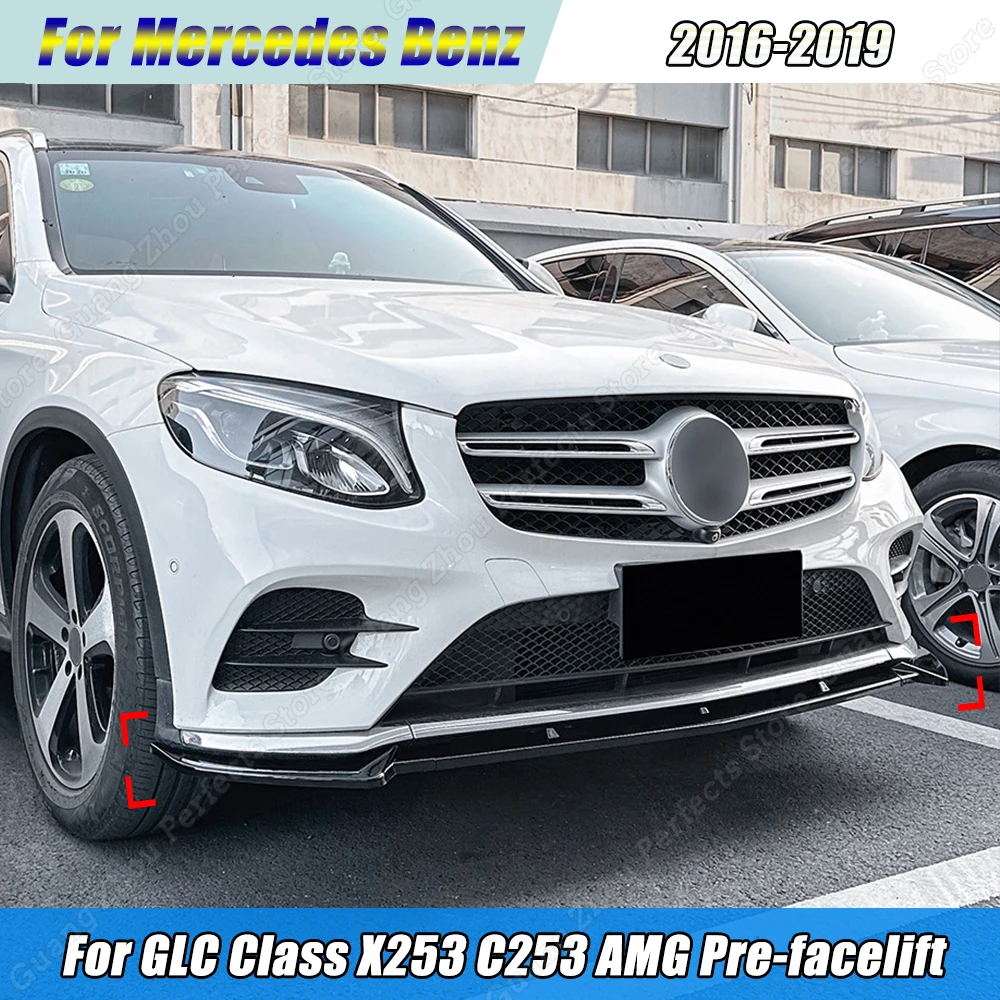 

For Mercedes Benz GLC Class X253 C253 AMG 2016-2019 Pre-facelift Front Bumper Lip Spoiler Lower Diffuser Splitter Guard Device