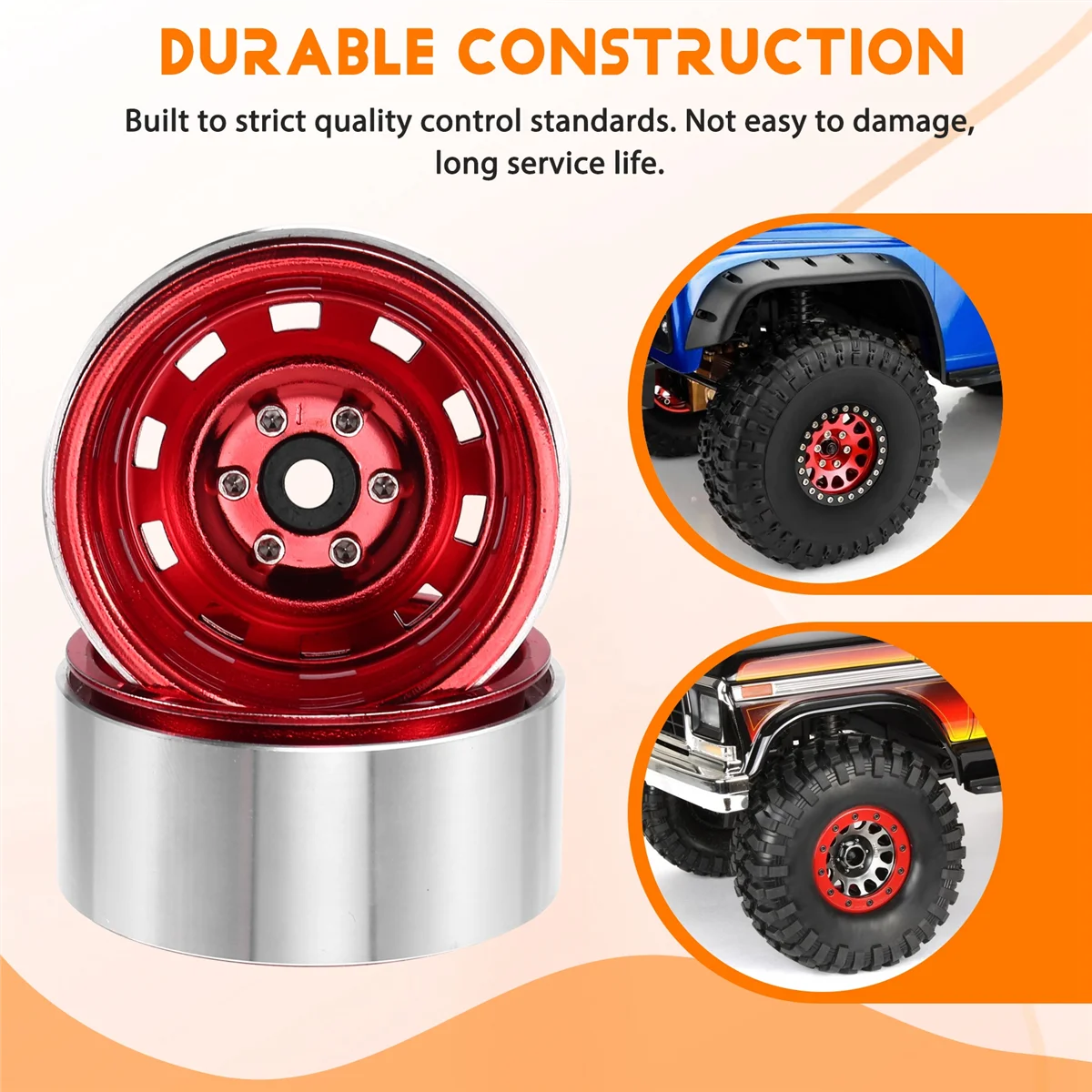 TCE RC Crawler 1.9inch Beadlock Wheels Aluminum Wheel Hub for 1/10 TRX4 TRX6 Axial SCX10 II III Redcat Gen 8 7 D90