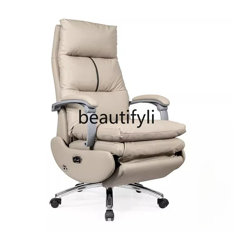 XzxSilla eléctrica para jefe, silla ergonómica reclinable y de elevación, cómoda silla de cuero para masaje sedentario, silla de oficina para personas