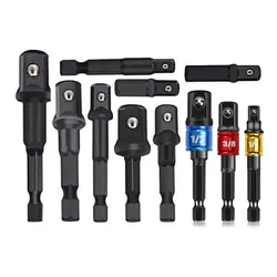Square Nut Driver Power Drill Bit Extension Socket Adapter Set 11Pcs Hex Shank Socket Adapter Impact Set