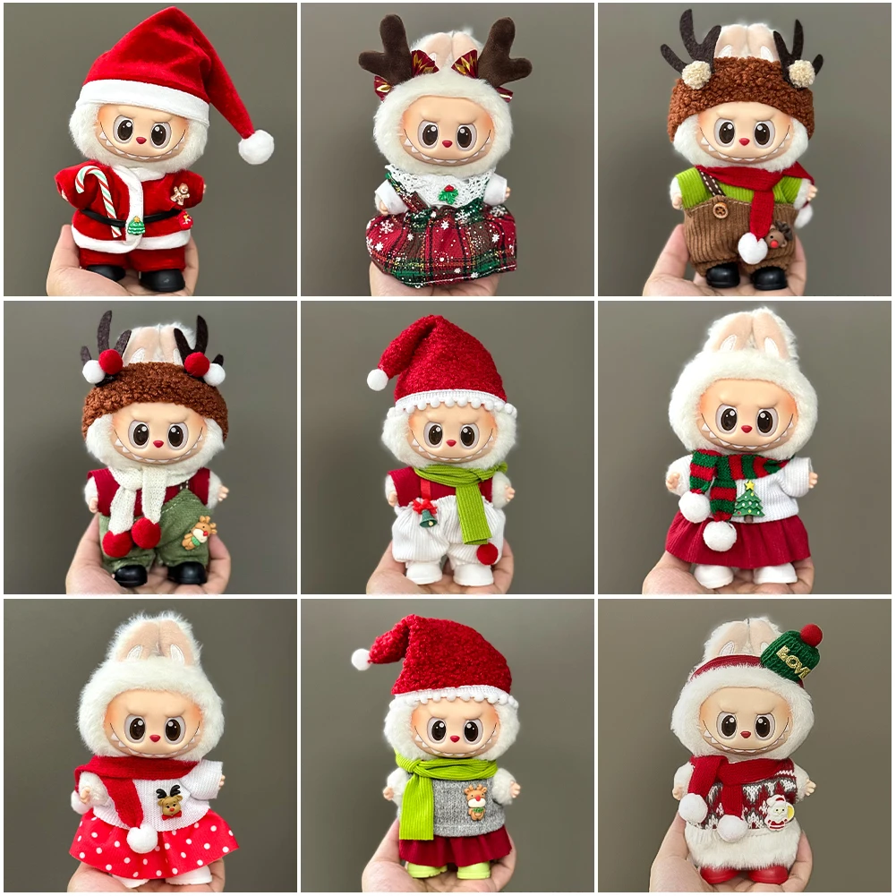 17cm Cute Mini Plush Doll'S Clothes Outfit Accessories For Korea Kpop Exo Labubu Idol Dolls Christmas Knitted Sweater Kid Gift