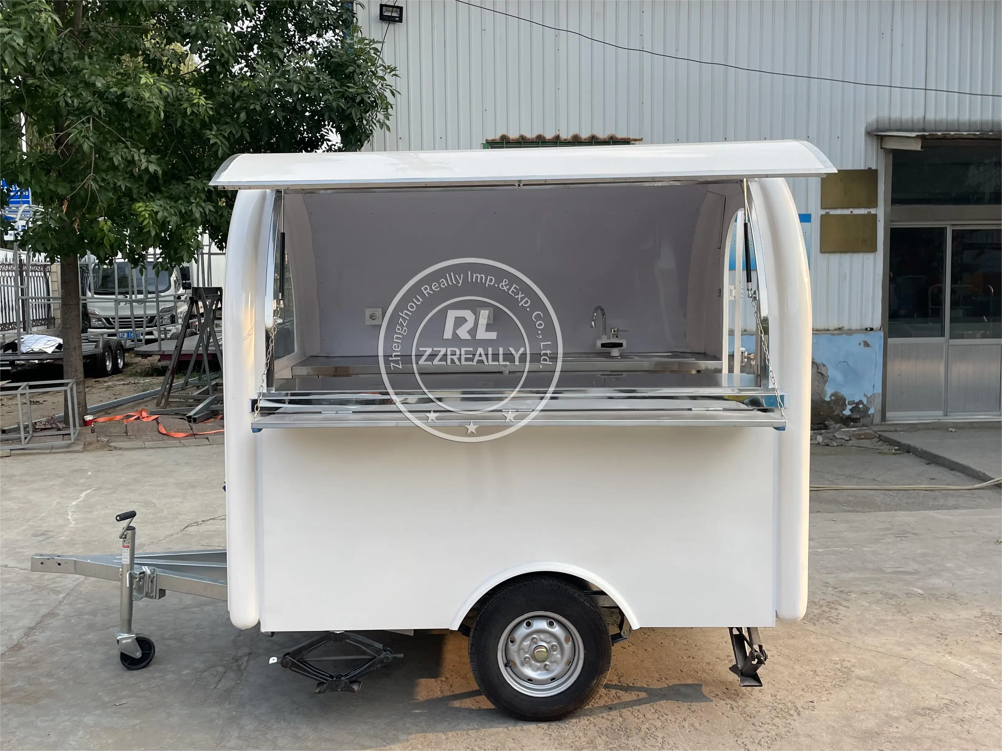 Concession Food Truck Small Round Fast Food Trailer Burger Coffee Pizza Cart Street Mobile Restaurant With Equipments