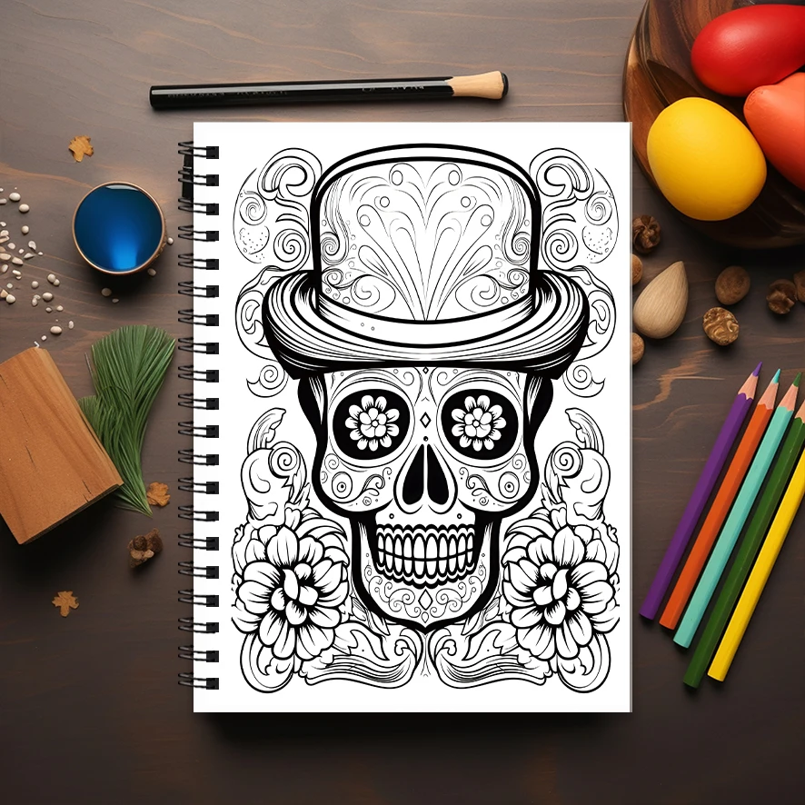 Mystic Skull Adult Coloring Book - 8.3x 11.2 Inch 22 Page Coloring Book - Helps Reduce Stress and Ease Emotions
