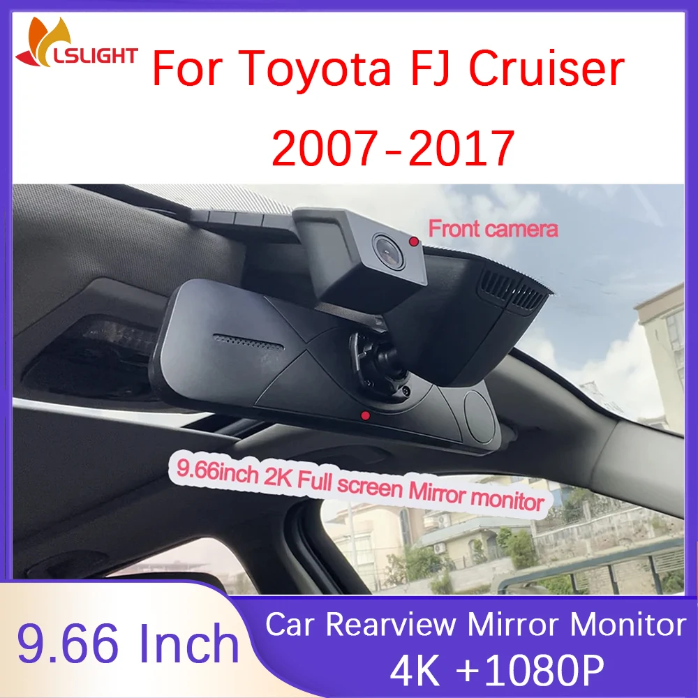

Для Toyota FJ Cruiser 2007-2017 автомобильный зеркальный монитор заднего вида 9,66-дюймовый видеорегистратор 4K + 1080P IPS сенсорный экран с 2 камерой