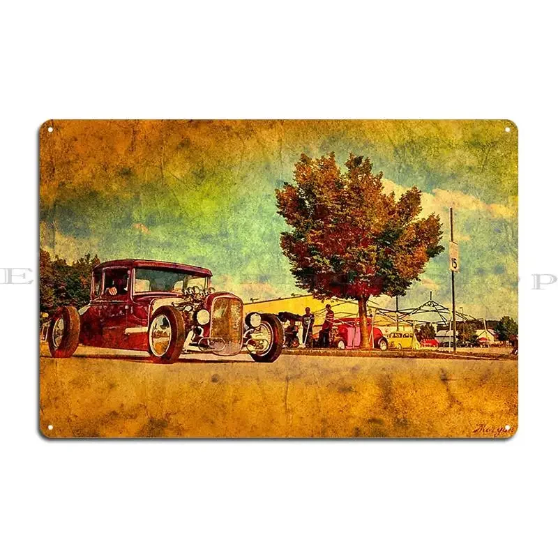 Purple Old School Hot Rod Photography Prints And Stationary Metal Sign Bar Cave Plaques Personalized Party Painting