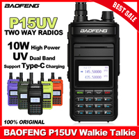 BAOFENG Original P15UV Walkie Talkie 10W 999CH UV Dual Band Type-C Charging 50KM Max Long Range Communication Radios FM CB Ham