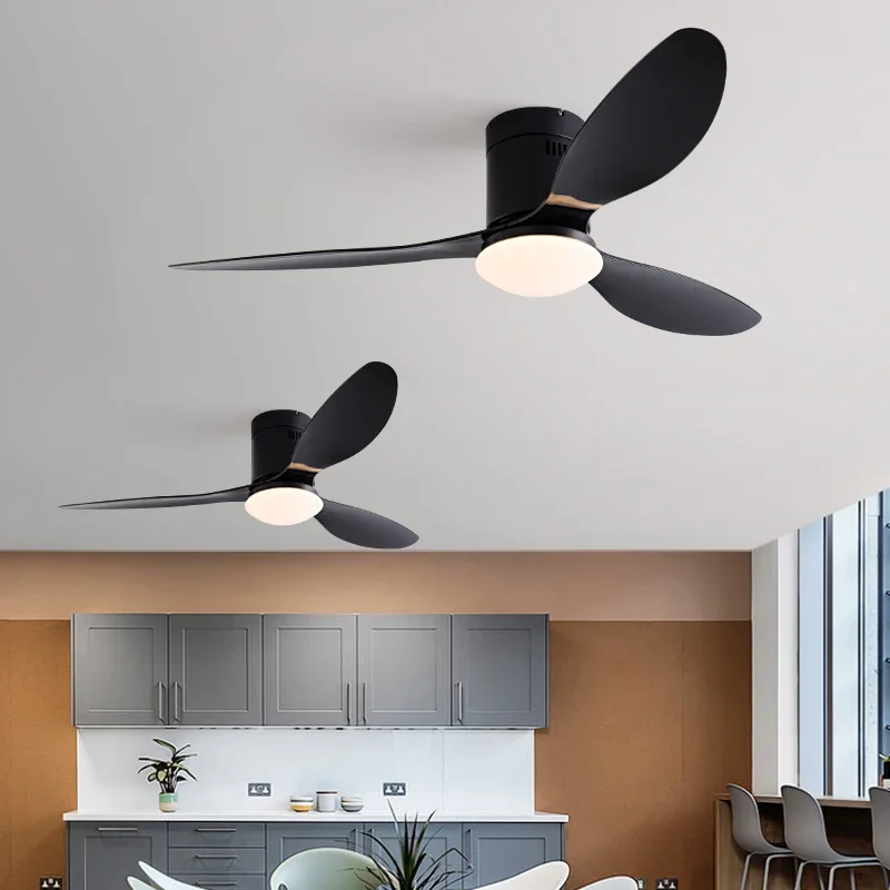 52in Ceiling Fan with Light and Remote Control 6-Speed 3-Color Dimmable Inverter Fan for Restaurant Living Room Home Decor Black