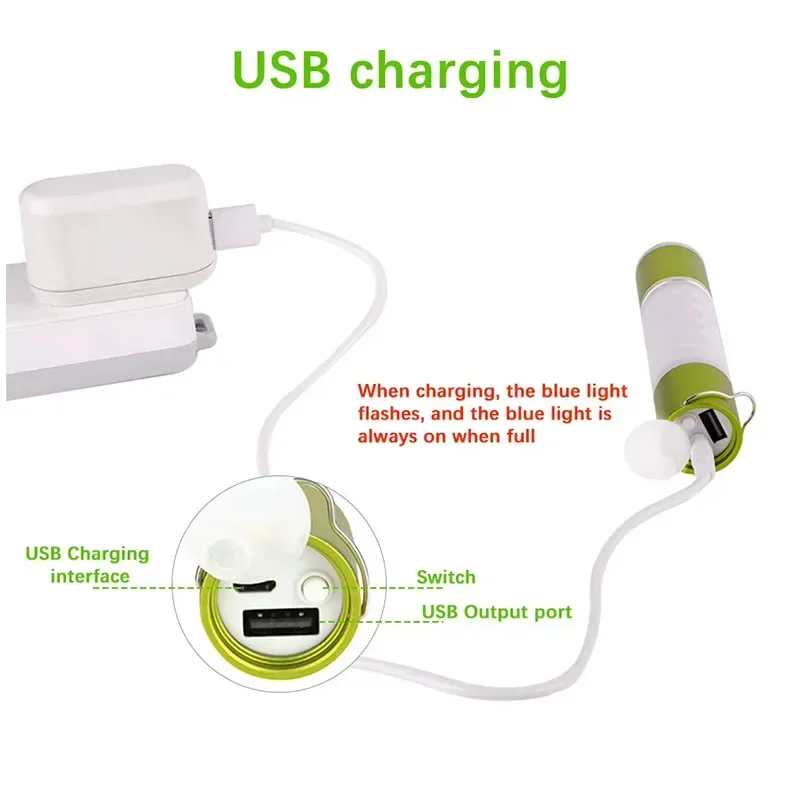 المحمولة شنقا خيمة ضوء مشاعل متعددة الوظائف USB قابلة للشحن التخييم ضوء مقاوم للماء 6 طرق مع حامل ثلاثي القوائم