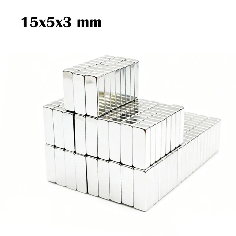 5-200 Pcs Super Powerful Block Magnet Neodymium Magnet NdfeB N35 Strong Permanent Magnetic imanes Refrigerator Magnet 15x5x3mm