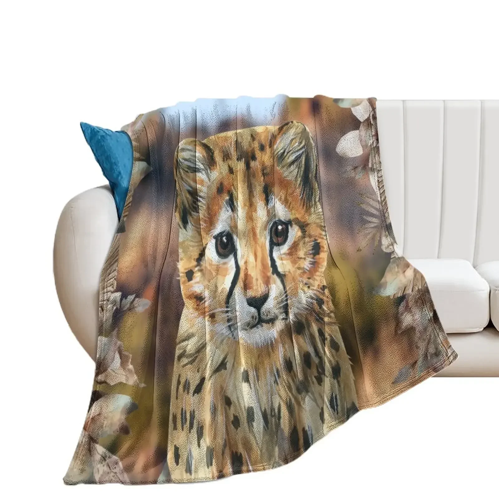 

Baby Wild Child, Adorable Cheetah Cub Throw Blanket Moving Thins Heavy For Decorative Sofa Blankets