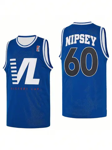 남성 저지 # 60 NIPSEY VICTORY LAP 2018 농구 저지 스포츠 셔츠 통기성 빠른 건조 남성 의류 탑 티 트랙 슈트