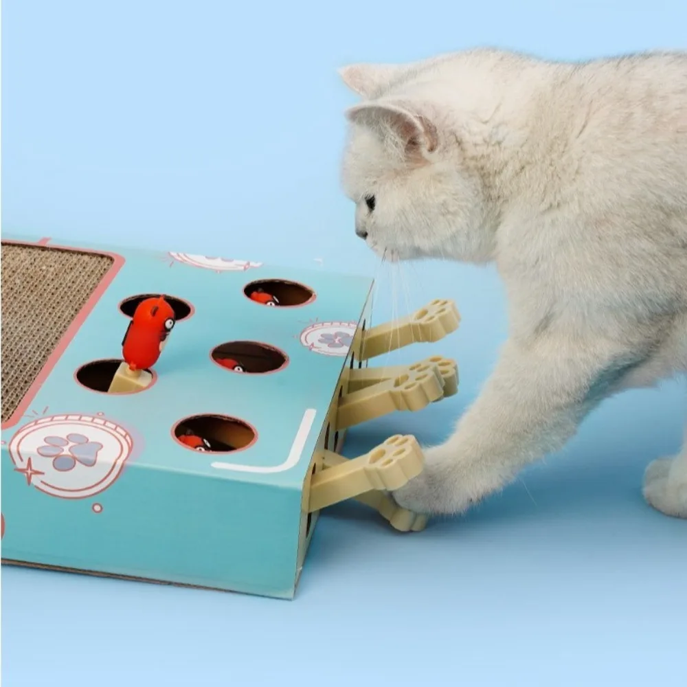 New Wooden Miaofairy Cat Toy 3-in-1 Funny Cat Scratcher Sturdy Whack A Mole Pet Cat Interactive Toy Pet Cat Supplies