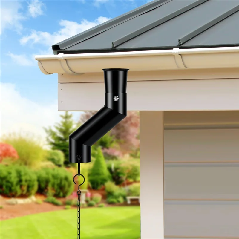 A19F-Rain Chain Gutter Adapter Black Installation Suit For Gutter Downspout Outlet