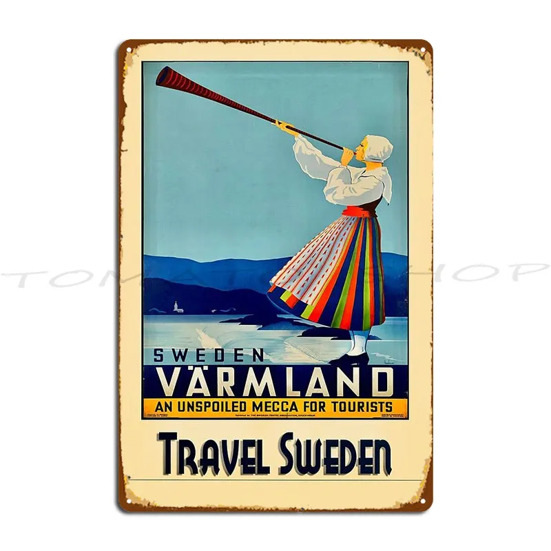 Vintage V%C3%A4Rmland Sweden Travel Metal Signs Customize Vintage Party Wall Decor Printing Tin Sign Poster