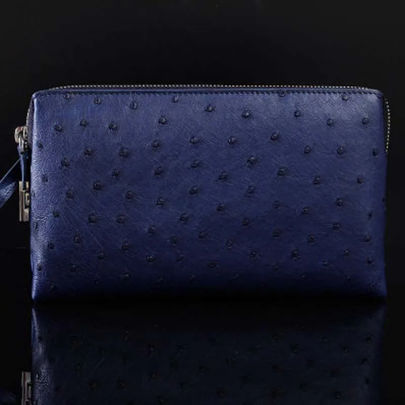 ourui new real ostrich skin female women  wallet blue women handbags women clutch bag