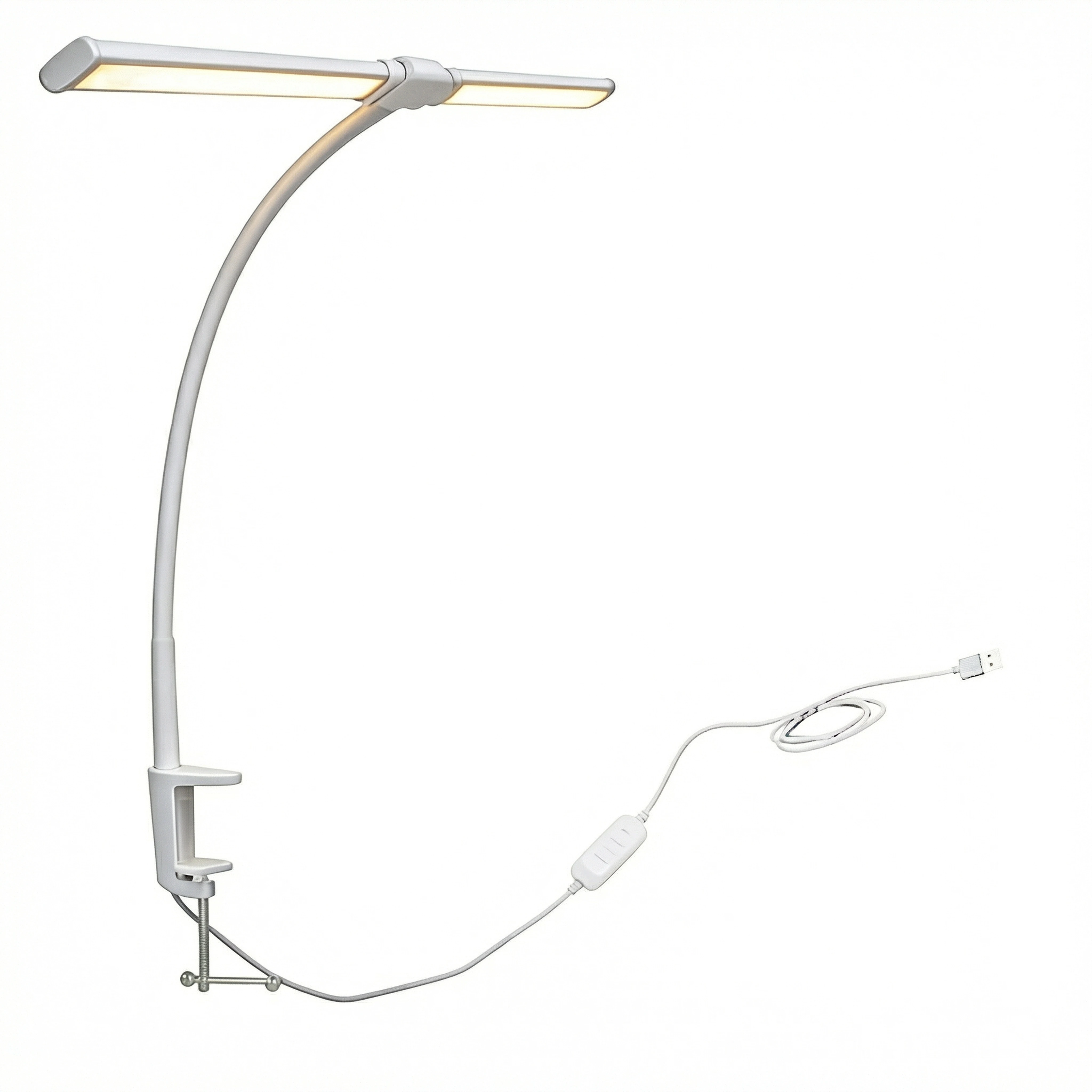

Dual-Head LED Desk Lamp, Computer Monitor Clamp Light, Adjustable Eye-Caring Desk Light, Energy-Saving & Easy Installation