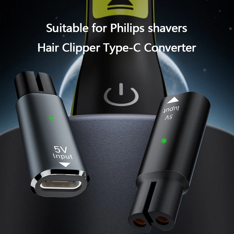 

5V Type-C Shaver Adapter Charging Converter for Philips One Blade QP2724 QP2834 QP4530 QP1924 with Charging Indicator